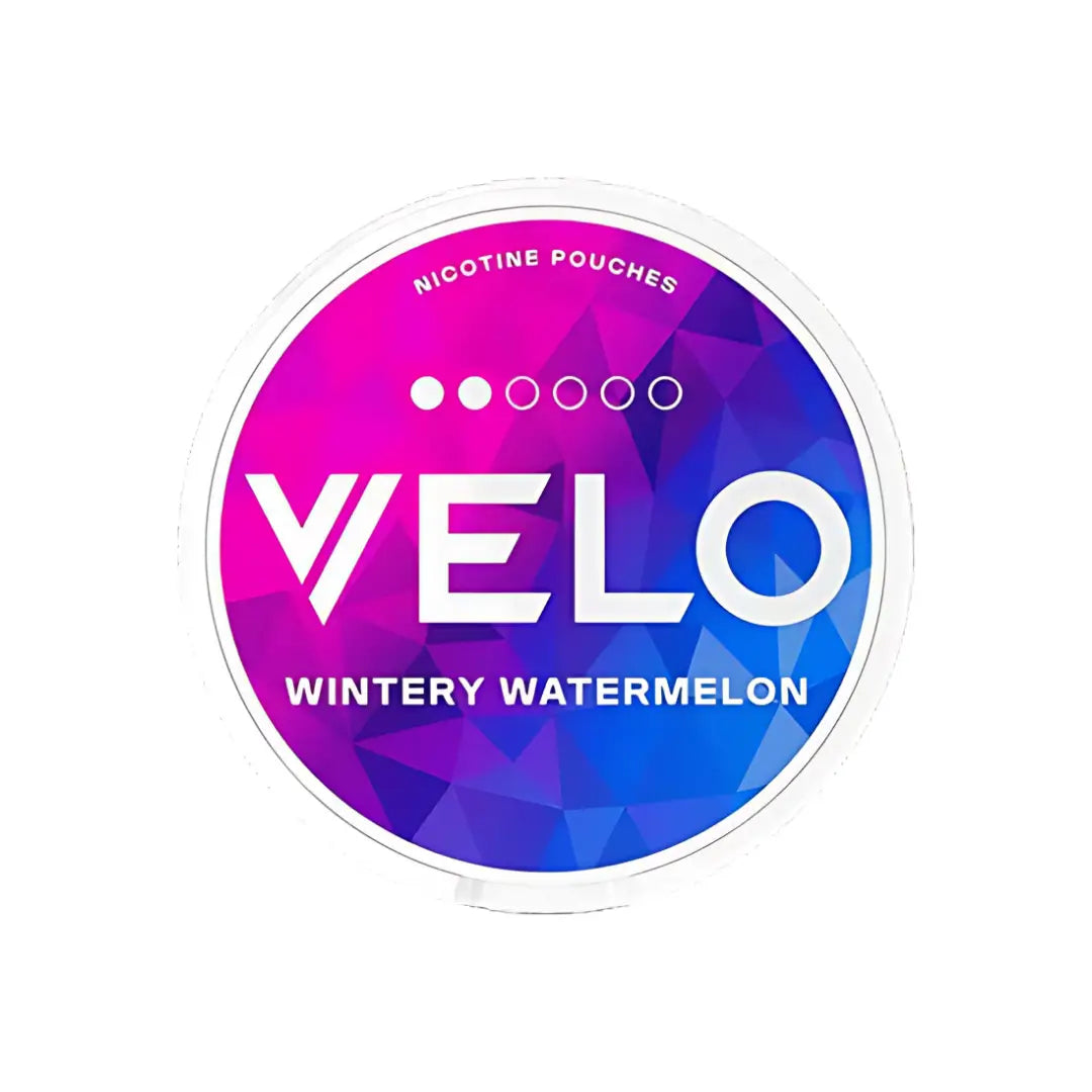 Velo Wintery Watermelon Mini e-liquid bottle from Europesnus.com with frosty watermelon flavor and Nordic Frost mix packaging.
