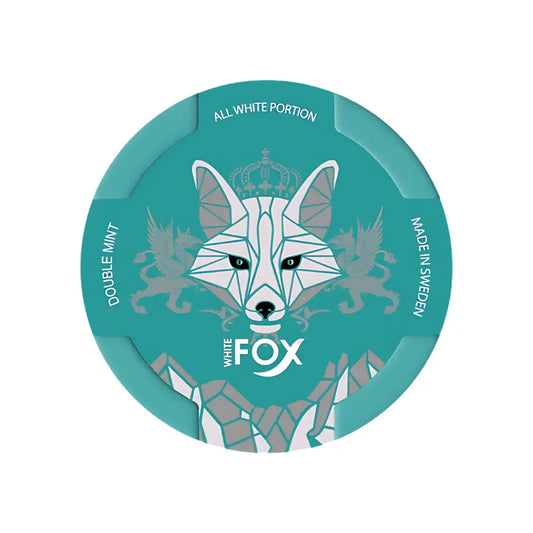 White Fox Double Mint e-liquid bottle from Europesnus.com with white and mint-green packaging and branding.