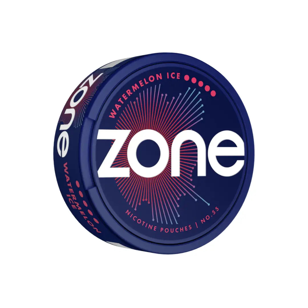 Close-up of Zone Watermelon Ice Ultra vape pod showing watermelon flavor and sleek design, ideal for flavor enthusiasts.