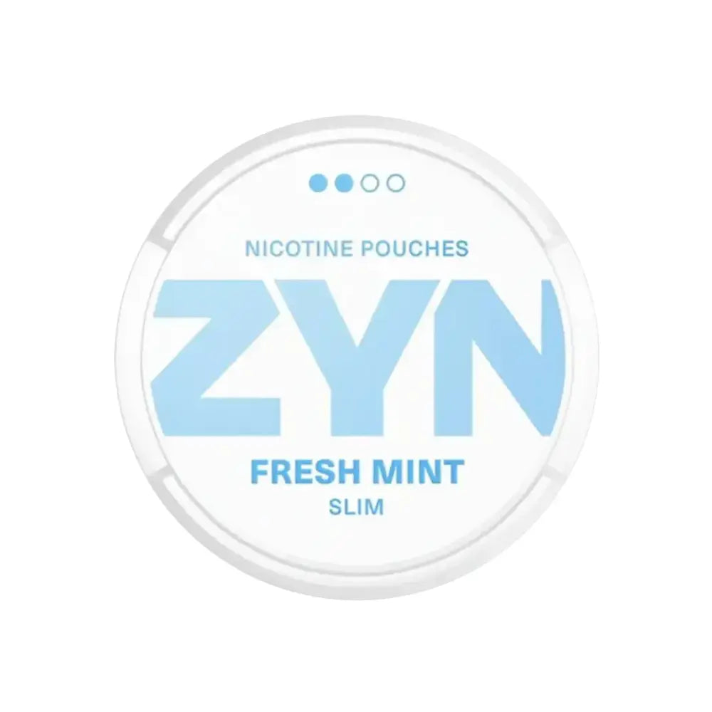White pepped mint Zyn Fresh Mint nicotine pouch by Europesnus.com with white packaging and fresh mint aroma.