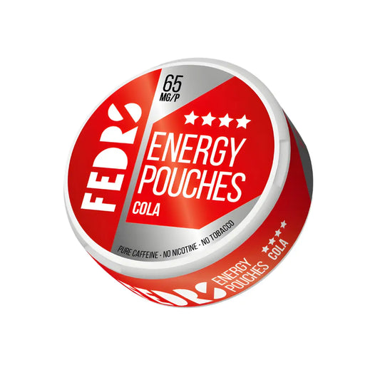 Europesnus.com Fedrs Energy Pouches Cola with caffeine, showing the pouch packaging with branding and cola flavor.