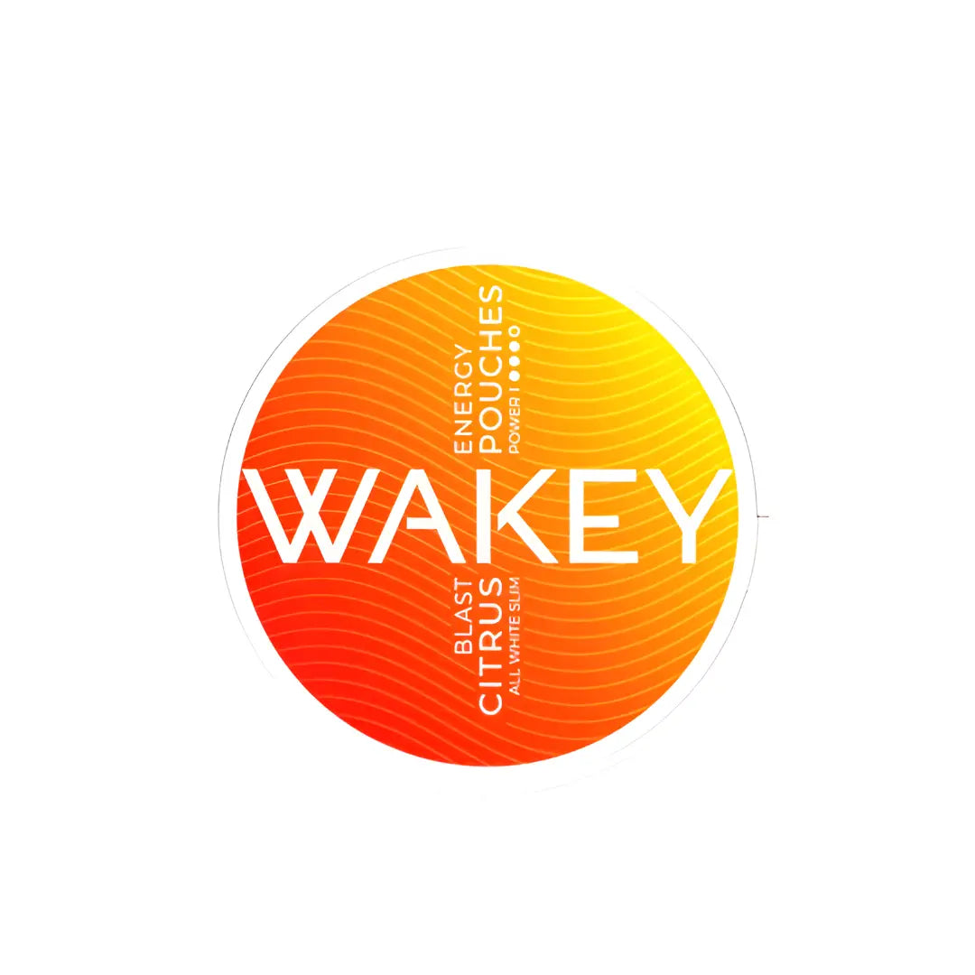 Wakey Citrus Blast caffeine supplement by Europesnus.com with citrus flavor, featuring a colorful label and supplement capsule imagery.