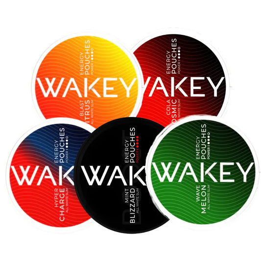 Wakey Mixpack caffeine supplement by Europesnus.com showing assorted capsules and packaging for energy boost.