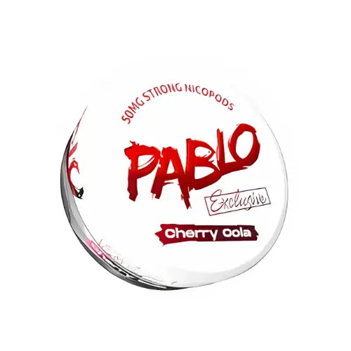 Pablo Exclusive Cherry Cola in a glass bottle with cherry flavor, displayed on a white background.
