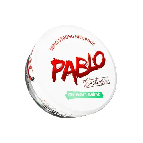 Pablo Exclusive Green Mint cannabis flower by Europesnus.com with vibrant green buds and orange hairs, fresh and well-trimmed.