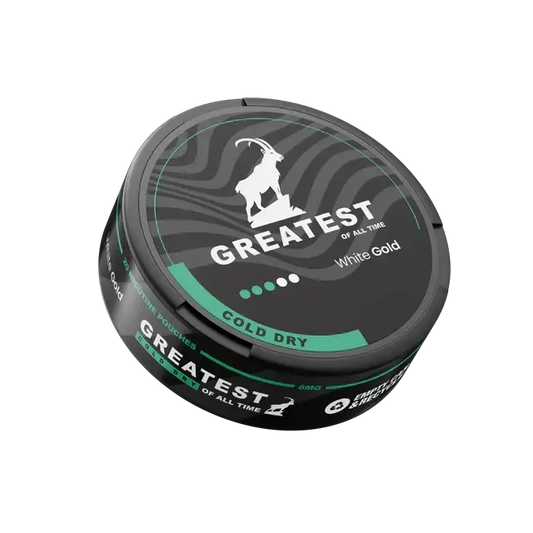 Pack of Greatest Cold Dry 8mg snus pouches from Killa Snus, featuring a sleek design and fresh tobacco flavor.
