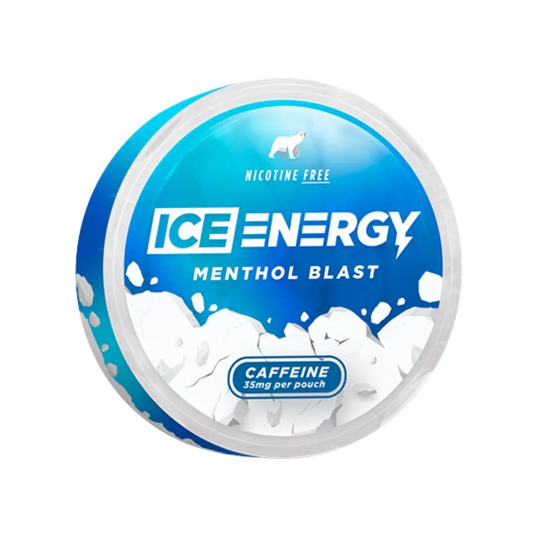 Ice Energy Ice Caffeine Pouch Menthol Blast 35mg, a menthol-flavored caffeine pouch with a refreshing blast and 35mg caffeine content.