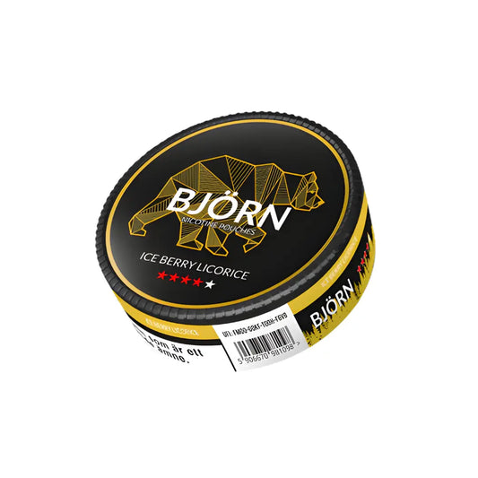 Killasnus Bjorn Liquorice & Berry Strong candy in a colorful package with black and red design and images of liquorice and berries.