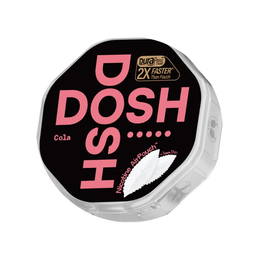 Dosh Cola 16mg upsell product image showing a sleek, branded Dosh Cola package with vibrant label design and branding details.