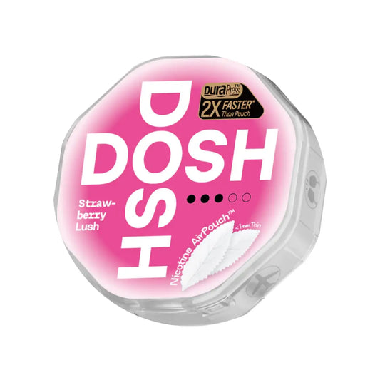 Dosh Strawberry Lush 9mg vape juice bottle with colorful label, showcasing the fruit flavor and brand branding.