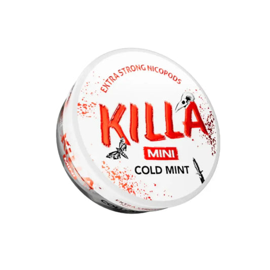 Killa Mini Cold Mint disposable vape pen from Killasnus.com with Nordic Frost flavor and sleek black design.