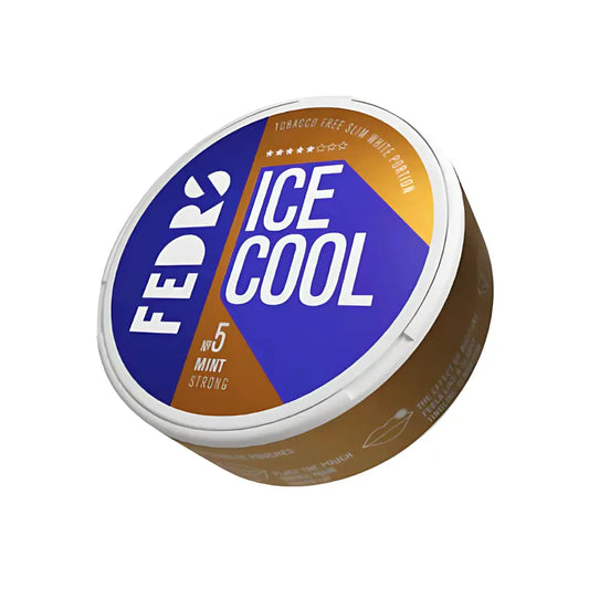 White Fox Peppered Mint pouch from Fedrs Ice Cool Mint No.5 by NikoPouches.dk showing a white package with mint flavor branding.