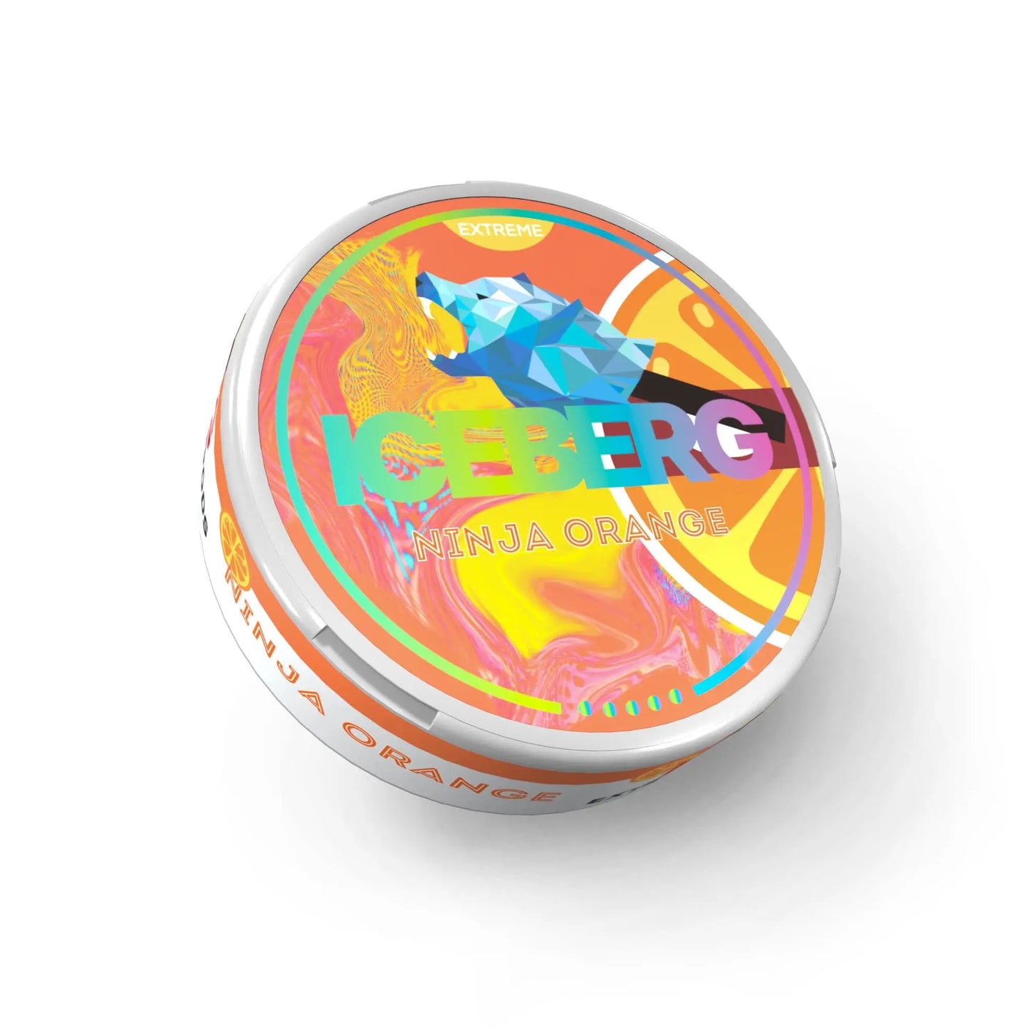 NikoPouches.dk Iceberg Ninja Orange X-Strong pouch with vibrant orange packaging and ninja logo design.