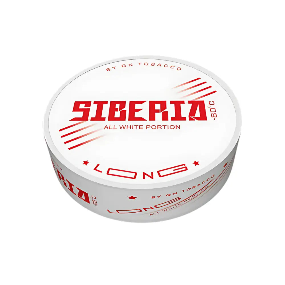 White Siberia All Long pouch from NikoPouches.dk, featuring a sleek, elongated design with a smooth white finish.