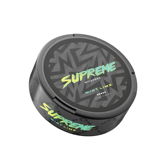 NikoPouches.dk Supreme Mint Lime pouch featuring fresh mint and lime flavors in a sleek, portable container.