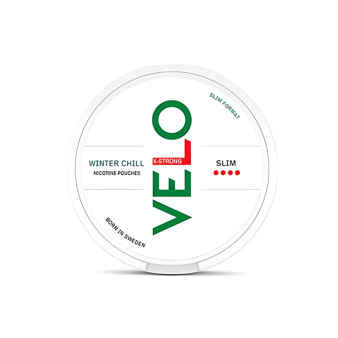 NikoPouches.dk Velo Winterchill Nordic Frost Mix Pack with various flavors in resealable pouches for winter cycling.